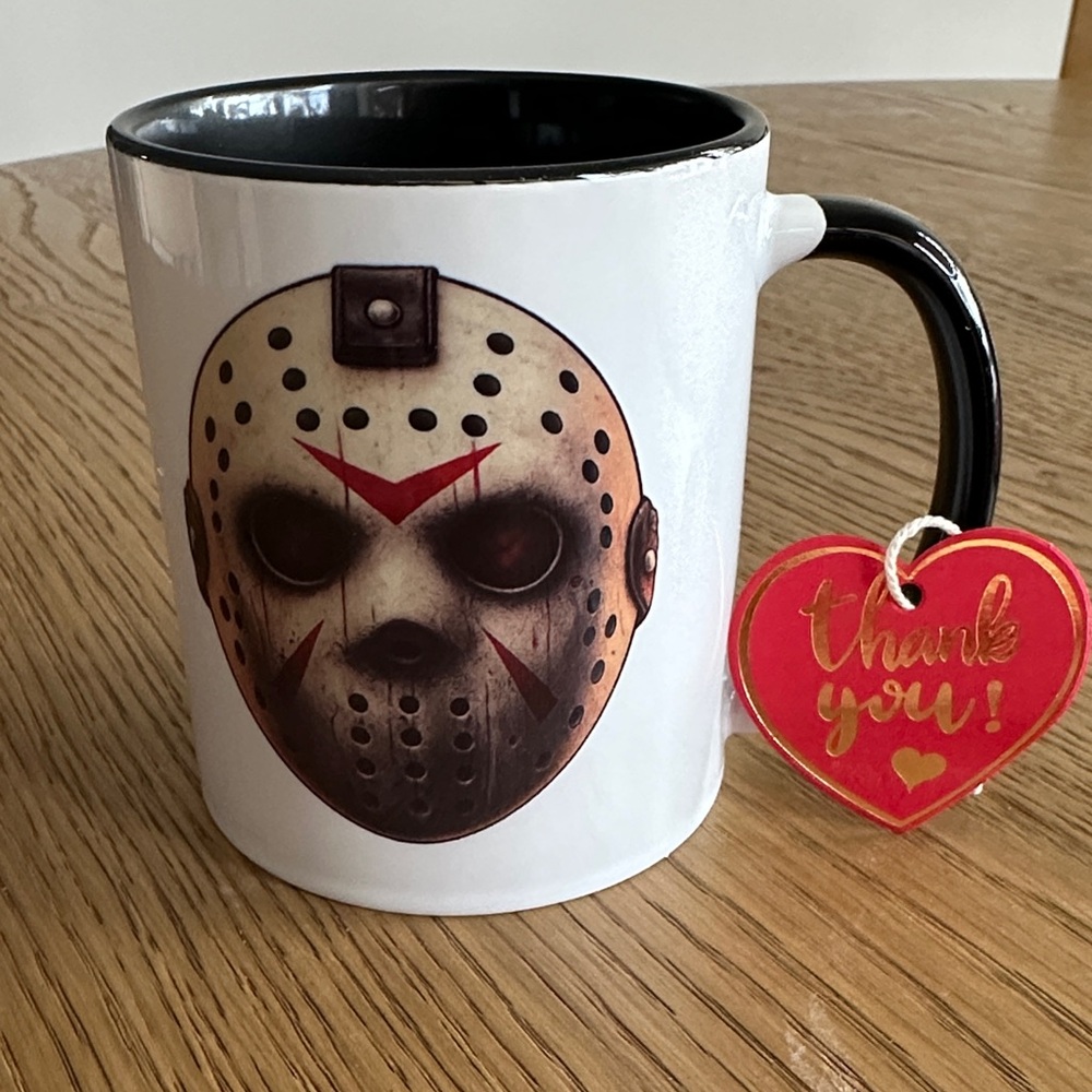 White and Black Horror Jason Voorhees hockey Mask Ceramic Coffee Mug
